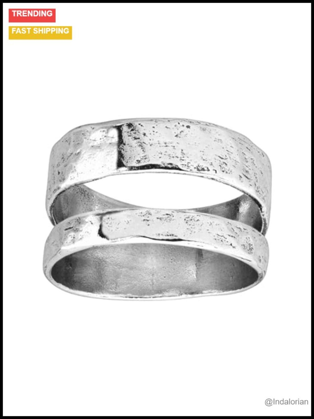 Sterling Silver Two Bar Statement Ring Textured Band